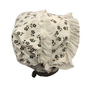Prairie Girl Hat  Bonnet White black Daisy Ruffle Border Historical Western